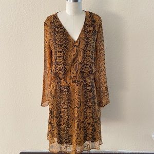 Orange & Black alligator print long sleeve dress